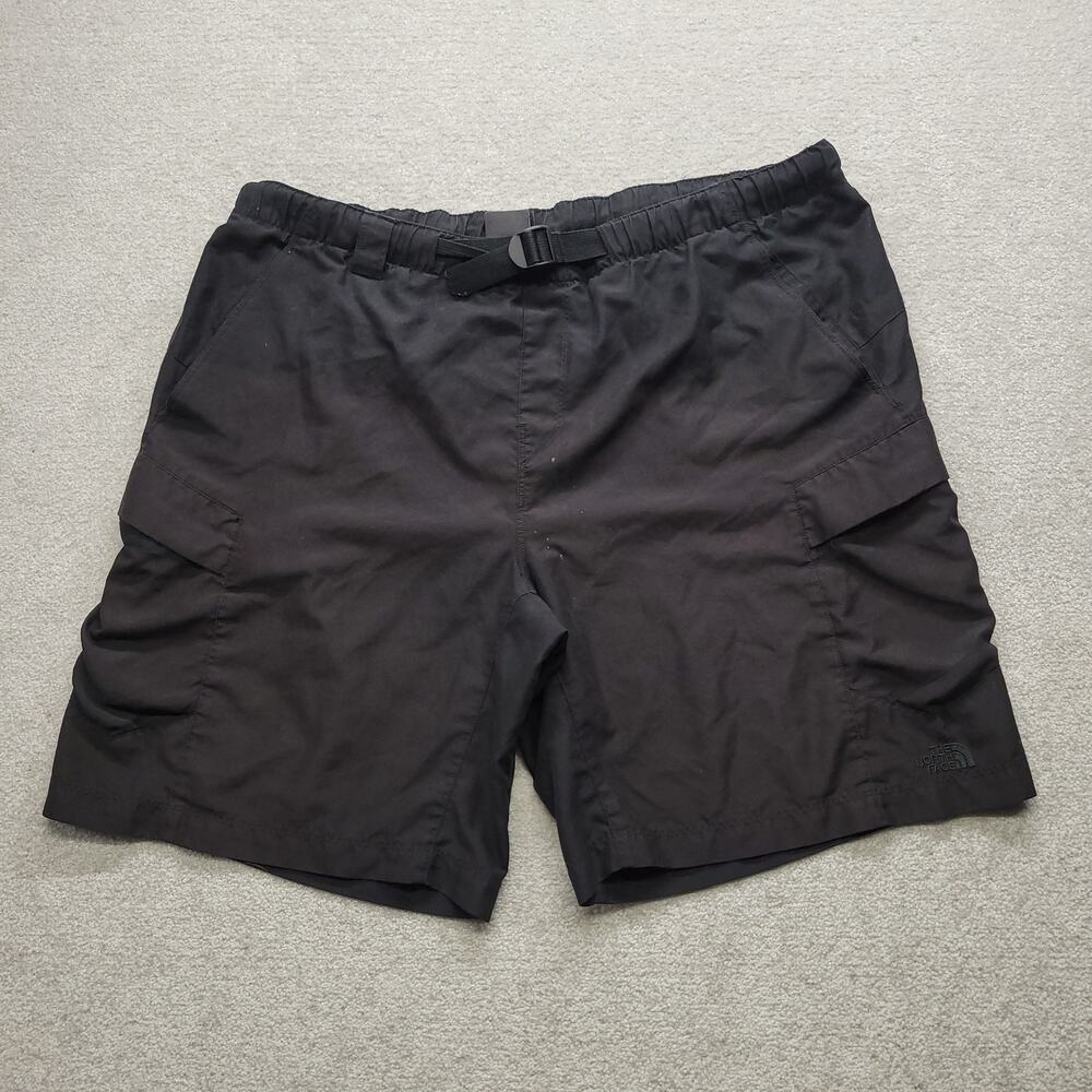 The North Face Men's Large Black Cargo Hiking Shorts Belted Outdoor Nylon